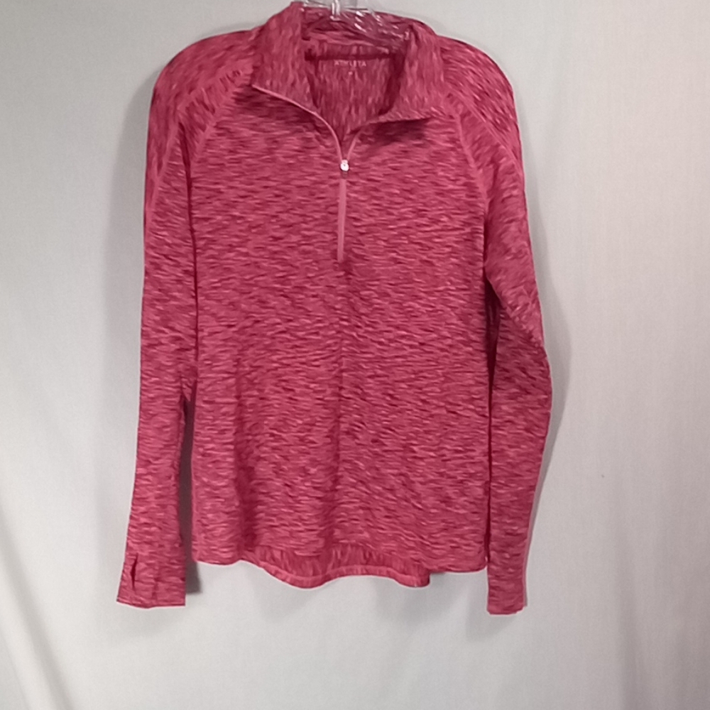 Athleta Red Marble Mendoza Half Zip Pullover Size M